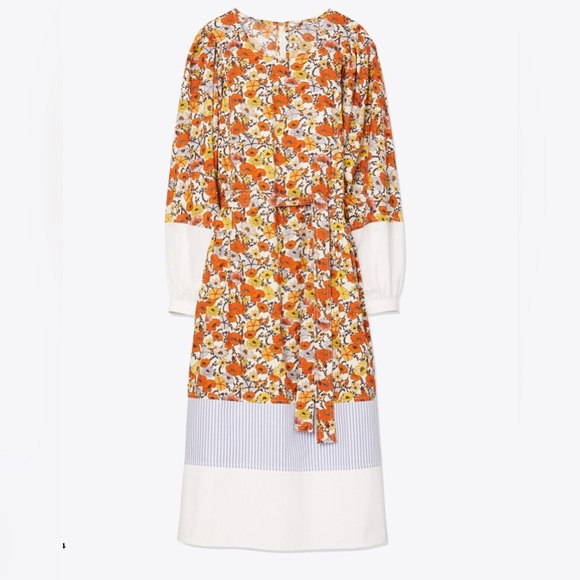 Tory Burch Printed Cotton Dress in Ivory Blossom Ditsy - GUC - Size Small - Picture 1 of 4